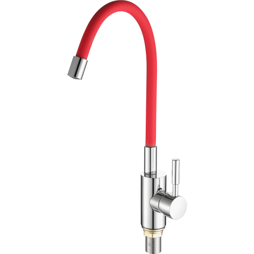 Смеситель для кухни Fashun A4053+B06 на мойку хром/красный - фото 2