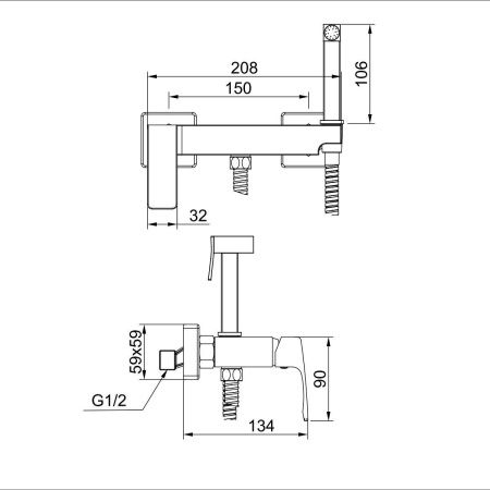 Гигиенический душ со смесителем Raglo R01 R01.51.23 золото