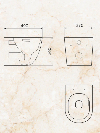 Унитаз подвесной Sintesi SIN-TS-EVI-152 белый безободковый с сиденьем микролифт душевой смыв