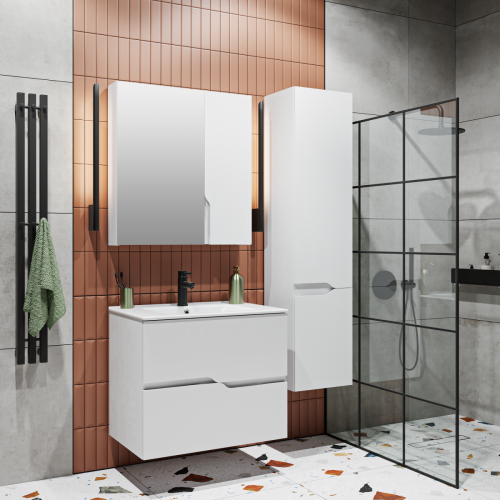 Тумба под раковину Runo Палермо 00-00004084 80х40 подвесная цвет белый - фото 4