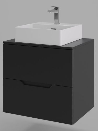 Тумба с раковиной Orange Line Li-60TubMDF+B04-405W 60х50 подвесная цвет черный