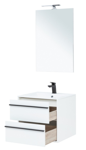 Комплект мебели: тумба с раковиной + зеркало Aquanet Lino 00271951 60х50х138,4 подвесной - фото 3