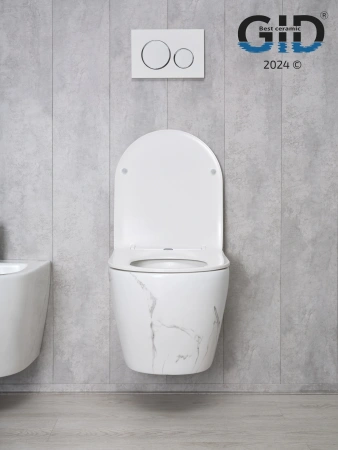 Унитаз подвесной Gid Convexo 62228Y черный с декором с сиденьем микролифт безободковый смыв торнадо