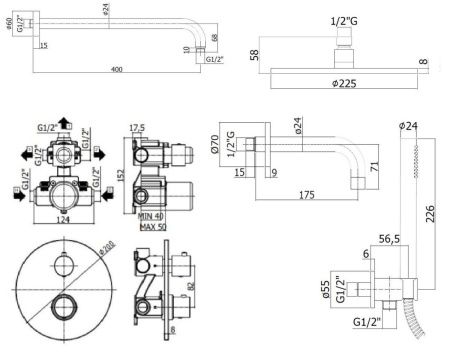 Душевая система Paffoni Light KITLIQ019NO139 встраиваемая в стену цвет черный с термостатом