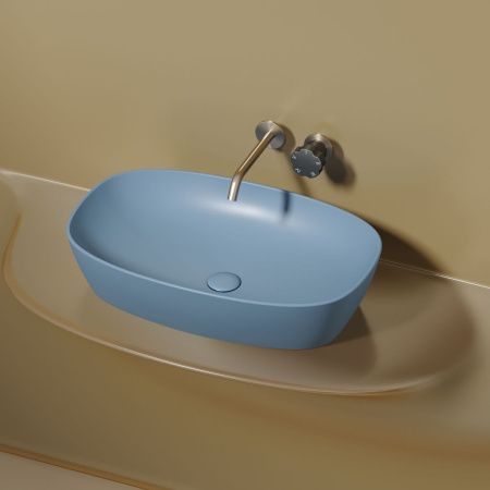 Раковина из сантехнического фарфора Ceramica Nova ELEMENT CN6049ML 60х40 накладная цвет синий без отверстий под смеситель