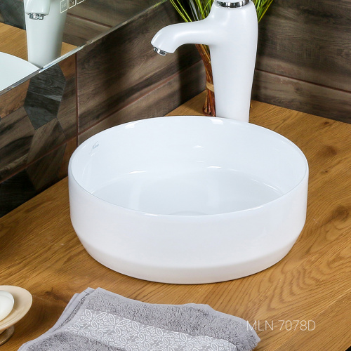 Раковина из сантехнического фарфора Melana 7078D-805 36х36 накладная цвет белый без отверстий под смеситель - фото 3