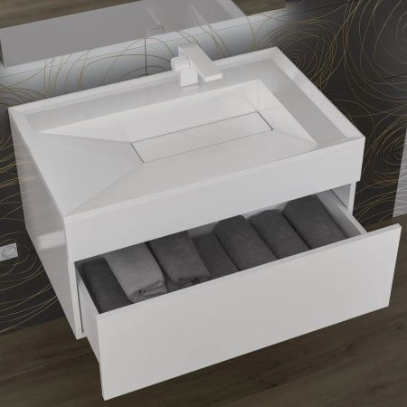 Раковина из искусственного камня Uperwood Lotus 35490000000 80х50 полувстраиваемая цвет белый