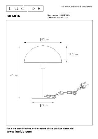 Настольная лампа Lucide Siemon (Сиемон) 45596/01/44