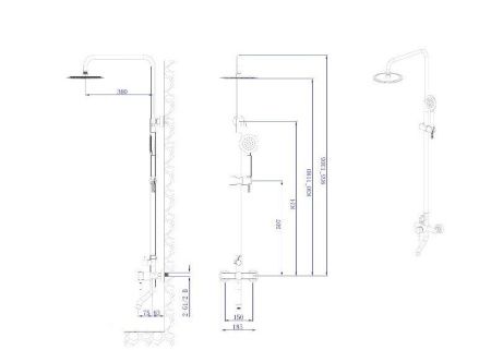 Душевая стойка Rush Melos SUS1101-40Black настенная цвет черный