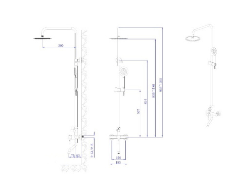 Душевая стойка Rush Melos SUS1101-40Grey настенная цвет графит - фото 2