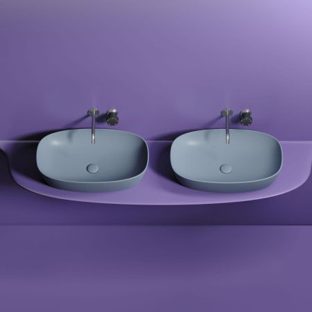 Раковина из сантехнического фарфора Ceramica Nova ELEMENT CN6049MHL 60х40 накладная цвет голубой без отверстий под смеситель