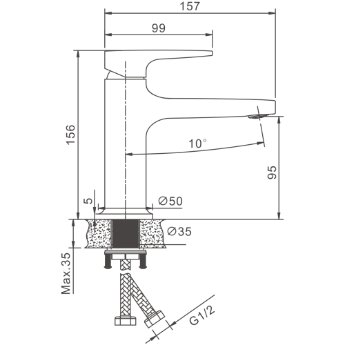 Смеситель Belz B713 B10713-3 на раковину оружейная сталь - фото 2