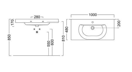 Раковина керамическая Kerama Marazzi BUNGIORNO BG.wb.100 100х50 подвесная цвет белый 1 отверстие под смеситель