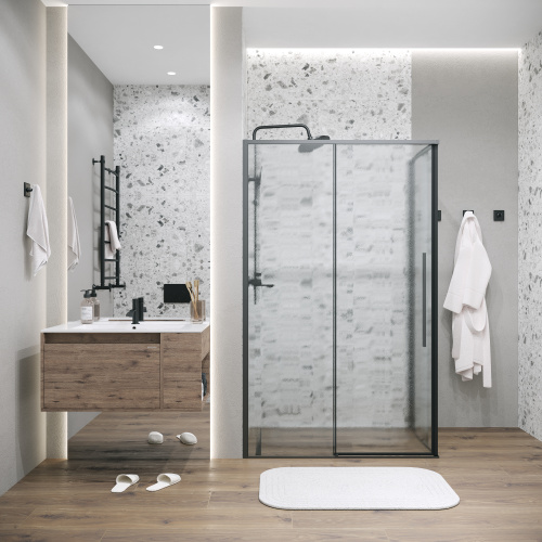 Душевой уголок Grossman Galaxy 120.K33.01.1180.21.02 110х80 стекло текстурное профиль черный матовый - фото 3