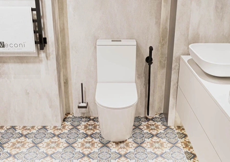 Унитаз напольный с бачком Veconi Telle VTE-64T белый глянцевый с сиденьем микролифт безободковый смыв торнадо
