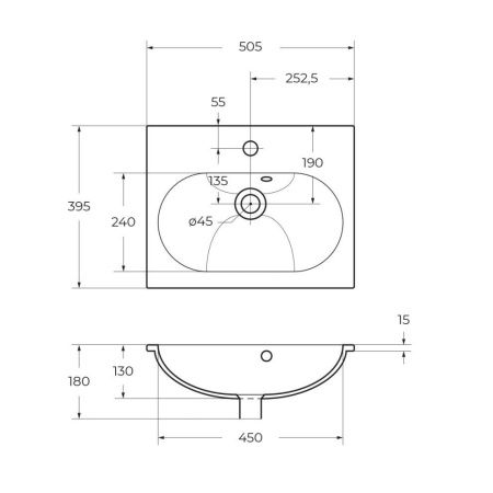 Раковина керамическая BelBagno BB1923-500 50х40 накладная цвет белый 1 отверстие под смеситель