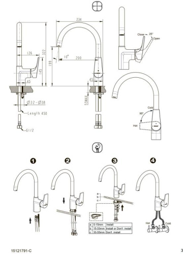 Смеситель для кухни Bravat VEGA F7119177CP-3 на столешницу хром - фото 2