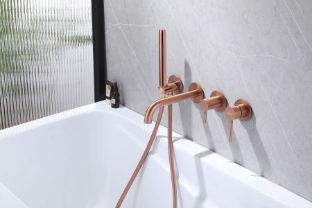 Смеситель для ванны и душа Abber Wasser Kreis AF8130MRG встраиваемый в стену розовое золото