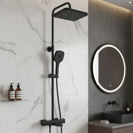 Душевая стойка Esko STT3054Black настенная цвет черный с термостатом