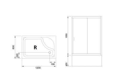 Душевой уголок Royal Bath BP RB8120BP-T-CH-R 120х80 стекло прозрачное профиль хром с поддоном