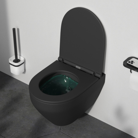 Унитаз подвесной Am.Pm Spirit V2.0 C701700MBSC черный матовый с сиденьем микролифт безободковый каскадный смыв