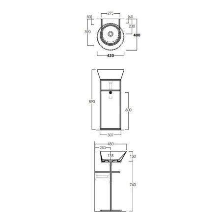 Консоль под раковину Simas Wave WASA01 nero matt 40х50 напольная цвет черный