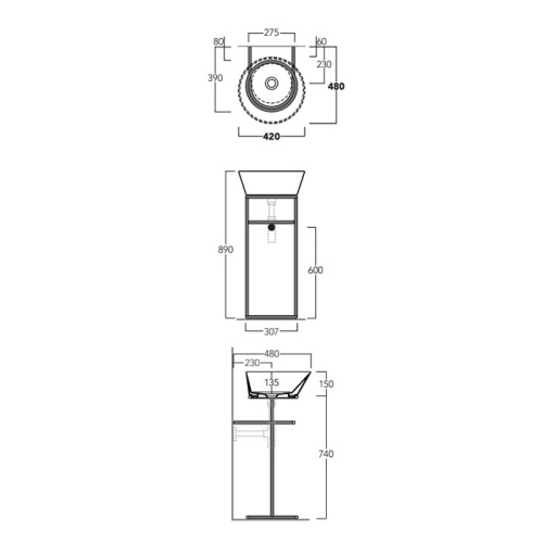 Консоль под раковину Simas Wave WASA01 nero matt 42х48х74 - фото 2