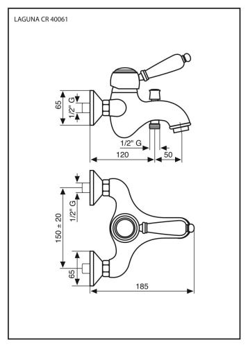 Смеситель Emmevi Laguna 40061/OR настенный золото - фото 2