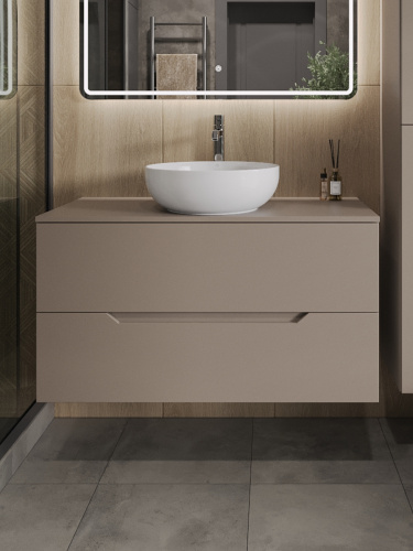 Тумба с раковиной Orange Line Li-100TuLMDF+B07-420W 100,5х46х67 - фото 3