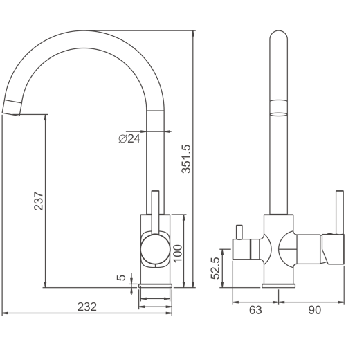 Смеситель для кухни Belz B801 B76801 на столешницу хром - фото 2