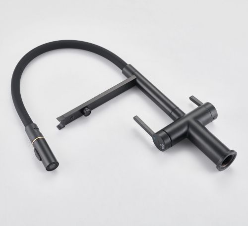 Смеситель для кухни Rose R458H на мойку черный - фото 5