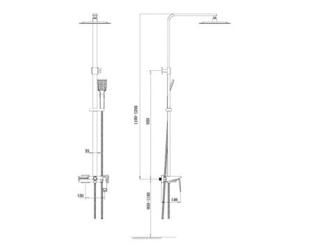 Душевая стойка Bronze de Luxe LT919B настенная цвет черный
