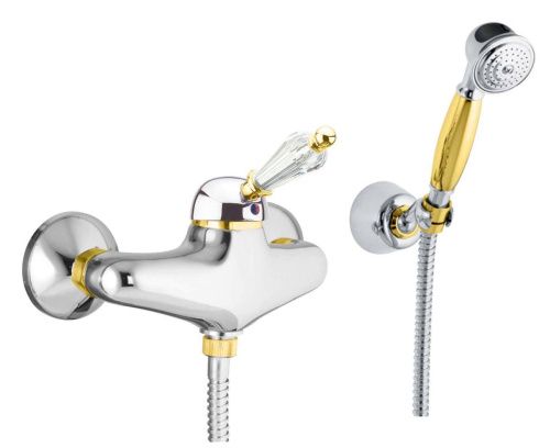 Смеситель для ванны и душа Fiore 82CO5127 настенный хром/золото - фото 2