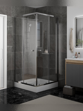 Душевой уголок Teymi Helmi T00603 90х90 стекло прозрачное профиль хром с поддоном