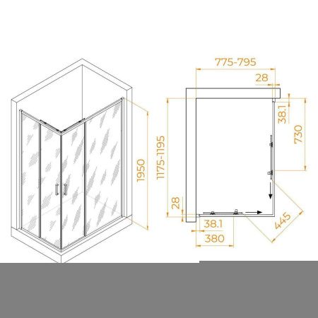 Душевой уголок RGW Passage 030824682-14 120х80 стекло прозрачное профиль черный без поддона