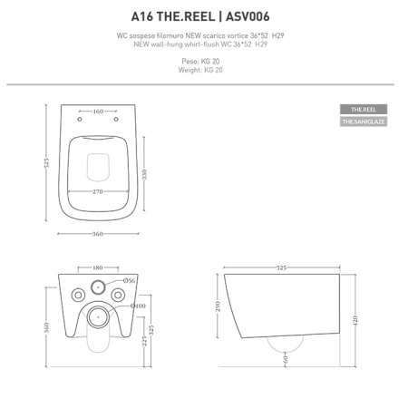 Чаша унитаза подвесная Artceram A16 ASV006 15 00 цвет серый матовый без сиденья безободковая смыв торнадо