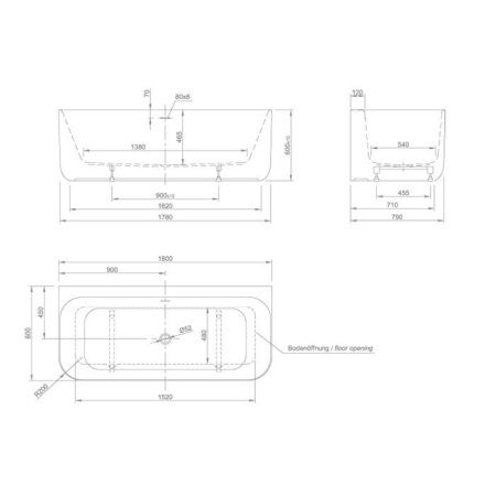 Ванна акриловая Knief Tidy 0100-242WM 180х80 встраиваемая прямоугольная