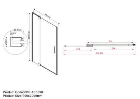 Душевая дверь Vincea Lugano VDP-1E8090CL 90х200 стекло прозрачное профиль хром