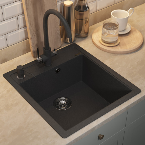 Кухонная мойка Uperwood Quartz Premium UPD-07 3910202127 46x51 цвет черный матовый - фото 3