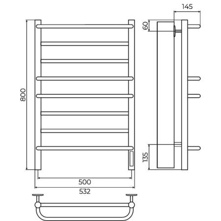 Полотенцесушитель электрический Terminus 4670078557087 55х80 черный