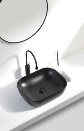 Раковина керамическая Aquanet Lake LAKE-1-MB 50х40 накладная цвет черный без отверстий под смеситель