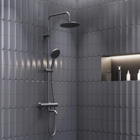 Душевая стойка Damixa Jupiter 977810300 настенная цвет черный с термостатом