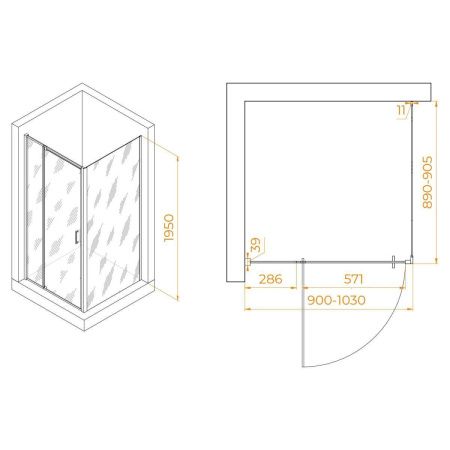 Душевой уголок RGW Passage 350807899-14 90х90 стекло прозрачное профиль черный без поддона