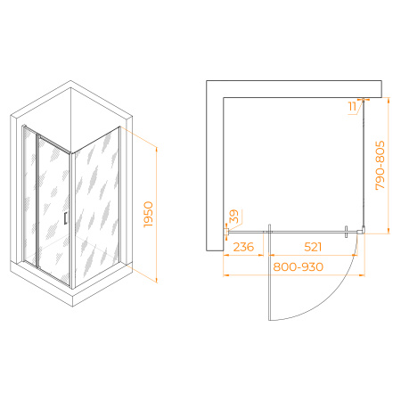 Душевой уголок RGW Passage 350807888-11 80х80 стекло прозрачное профиль хром глянцевый без поддона