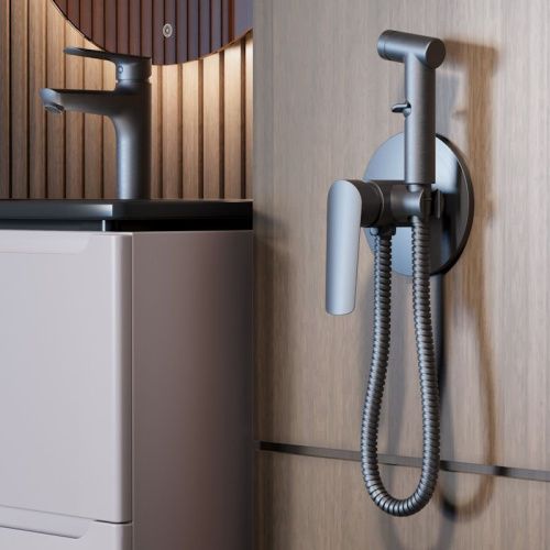 Гигиенический душ со смесителем Esko SMHLGGM оружейная сталь - фото 5