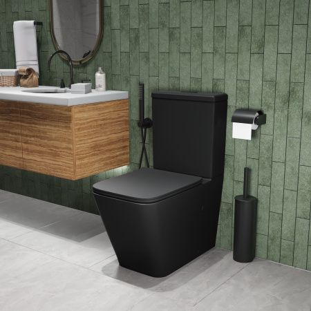 Унитаз напольный с бачком Grossman GR-4445BMS черный с сиденьем микролифт безободковый каскадный смыв