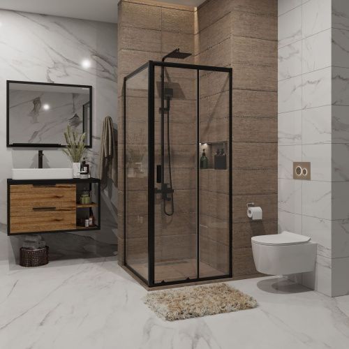 Душевой уголок Niagara Nova NG-82-8AB-A90B 90х80 стекло прозрачное профиль черный без поддона - фото 2