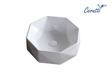 Раковина из сантехнического фарфора Cerutti SPA CR0057 40х40 накладная цвет белый без отверстий под смеситель