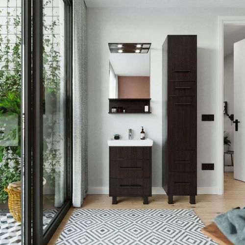 Зеркало с подсветкой Бриклаер 4627125415043 55х90 цвет венге - фото 5