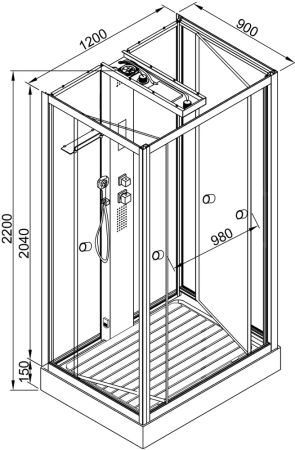 Душевая кабина AvaCan Z122MTSTEAM 120х90 прямоугольная с крышей ориентация универсальная
